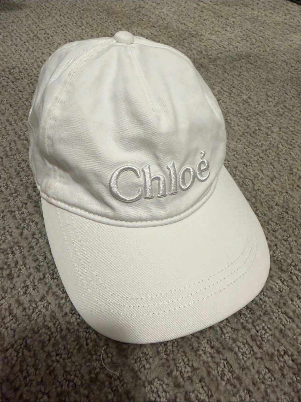 Chloé White Logo Baseball Cap with embroidered letters